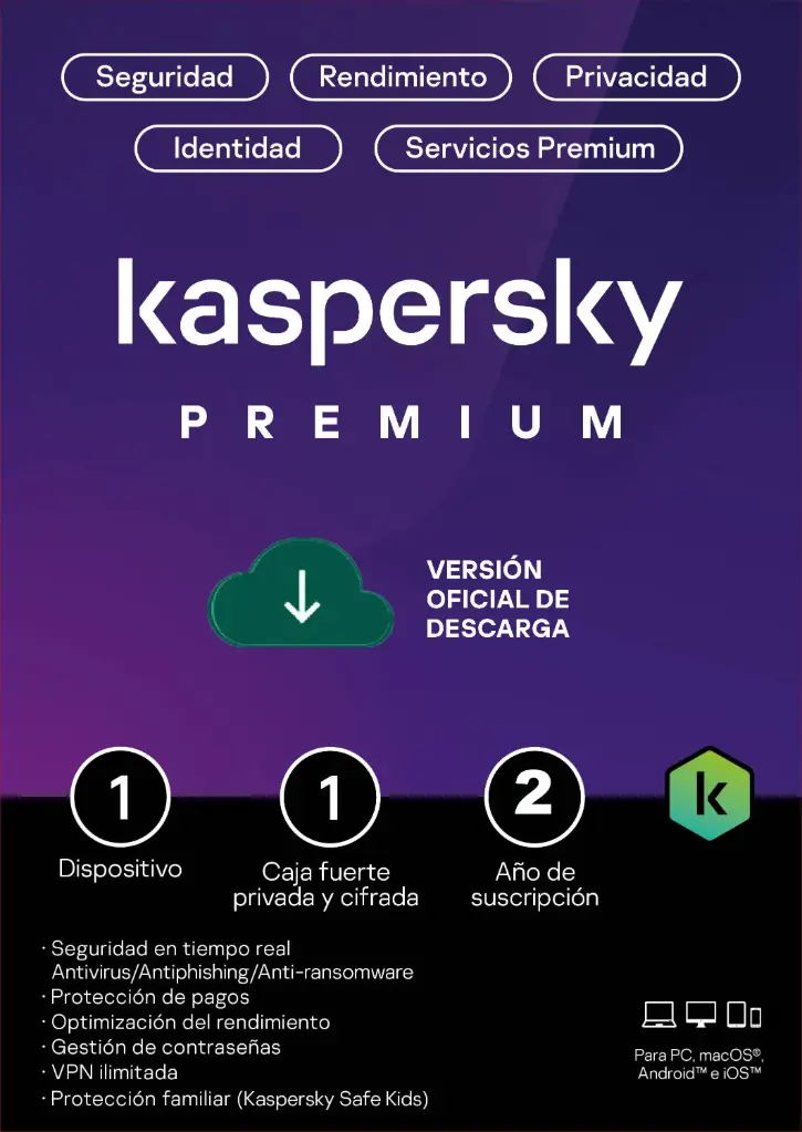 ESD Kaspersky Premium 1 Disp + 1 Cuenta KPM 2 Años - TMKS-474 