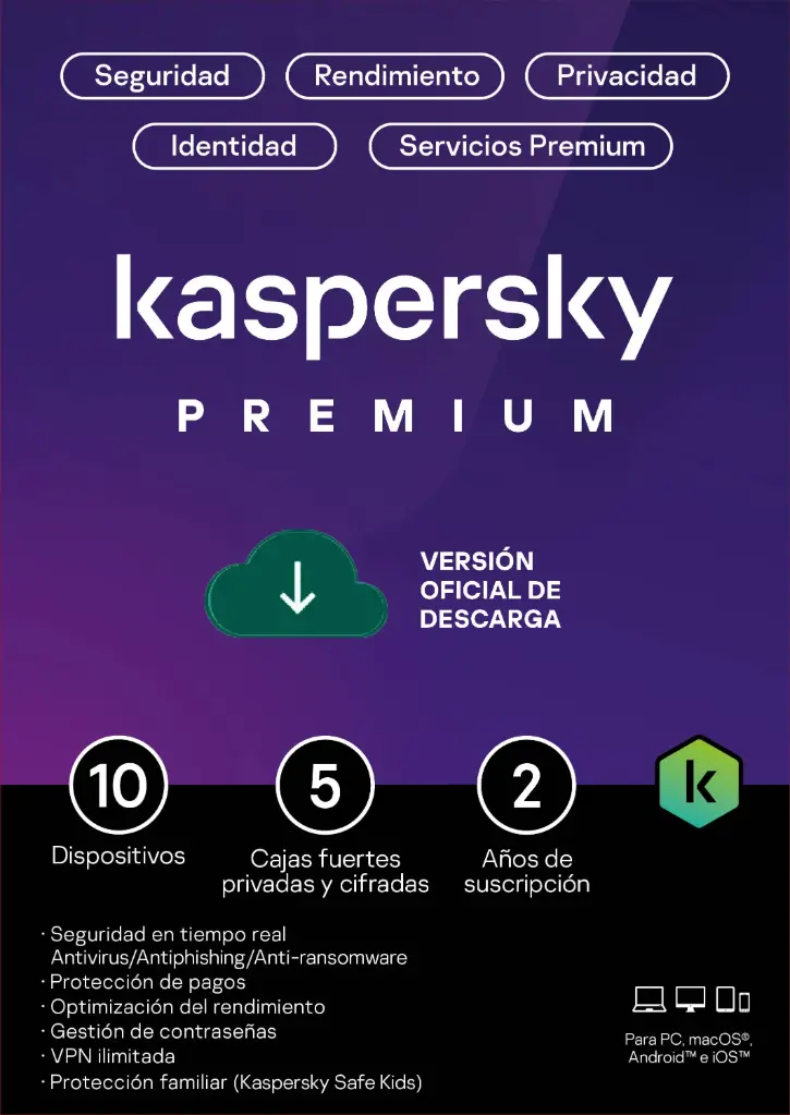 ESD Kaspersky Premium 10 Disp + 5 Cuentas KPM 2 Años - TMKS-477