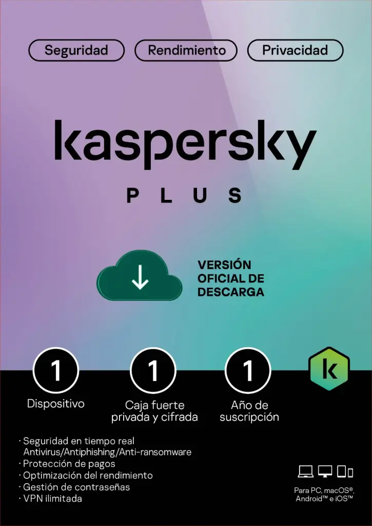 ESD Kaspersky Plus 1 Disp 1 Cuenta KPM 1 Año - TMKS-455 