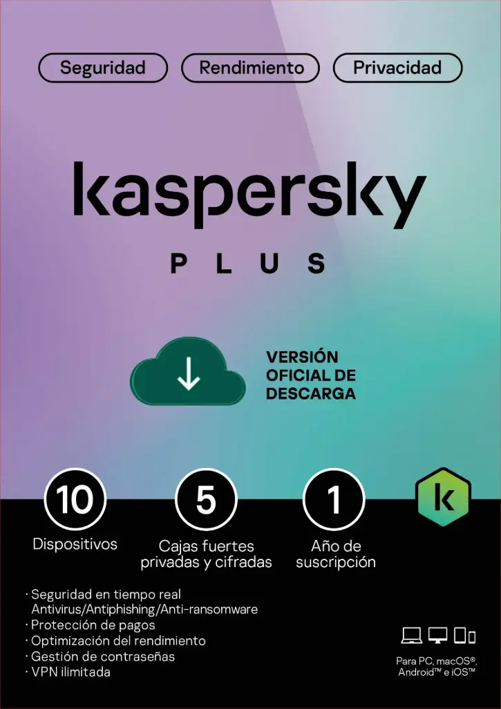 ESD Kaspersky Plus 10 Disp 5 Cuentas KPM 1 Año - TMKS-458