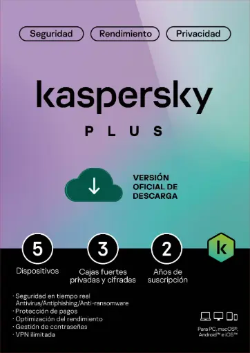 [TMKS-472] ESD Kaspersky Plus 5 Disp 3 Cuentas KPM 2 Años - TMKS-472